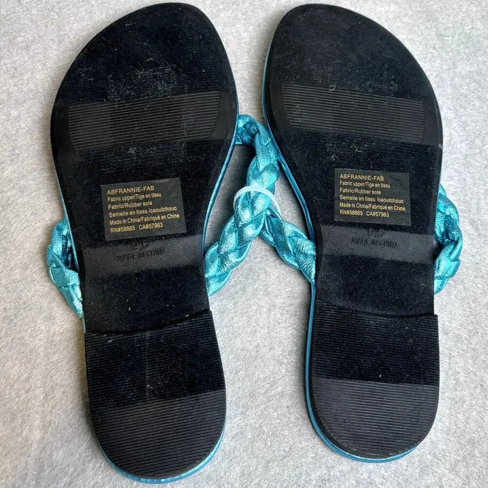 Nordstrom Abound Womens Summer Beach Vacation Sandal Metallic Blue Sandal 9.5